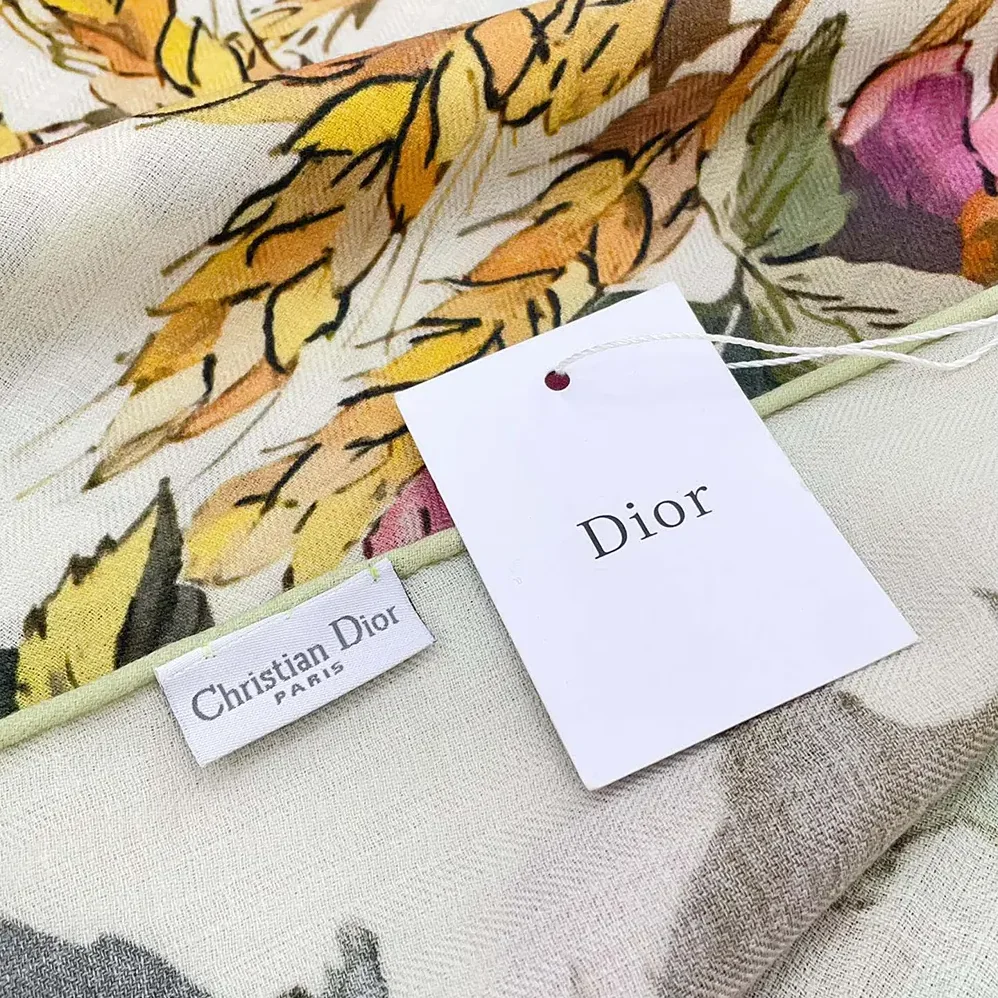 Dior Dior 4 Saisons Été Soleil 90 Square Scarf Ecru Multicolor Silk Twill for Unisex