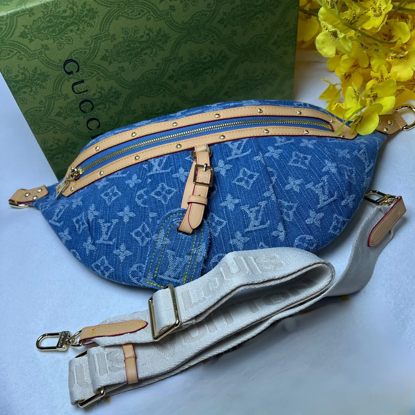 Louis Vuitton High Rise Blue Denim Bag - 15 Inches /