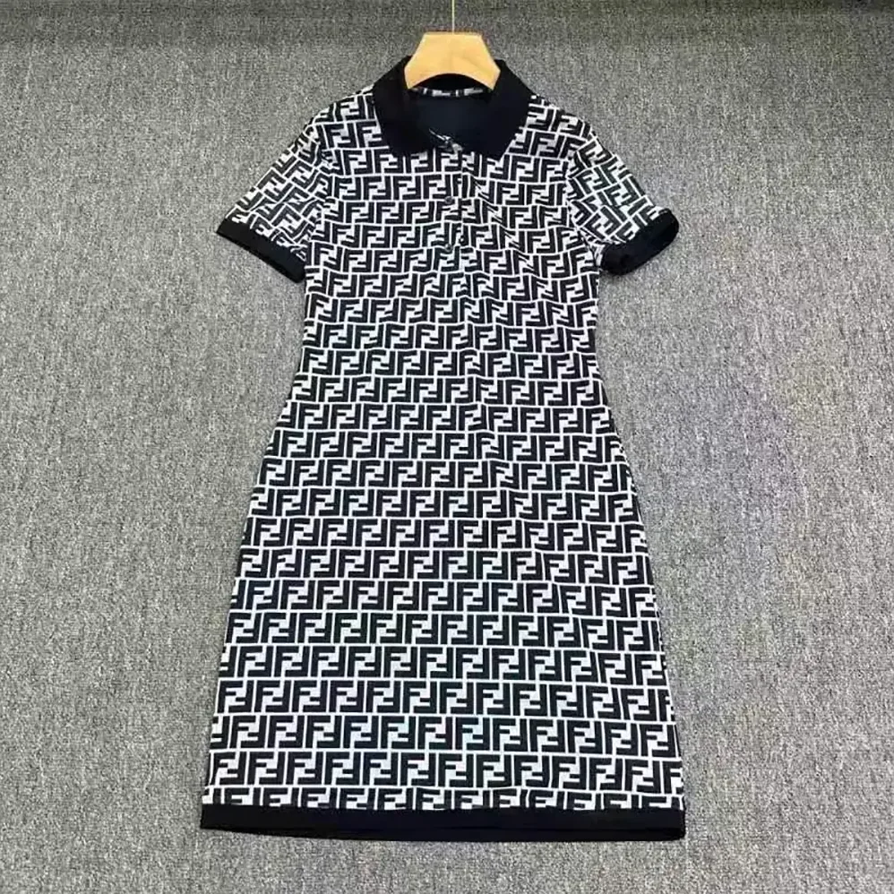 Fendi Navy Blue FF Cotton Dress for Women