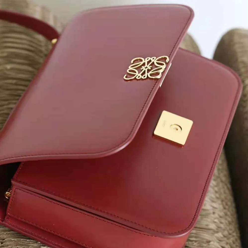Loewe Goya Bag in Silk Calfskin for Women in Maroon Loewe Goya Bag in Silk Calfskin for Women in Maroon