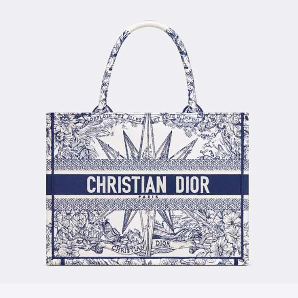 Dior Medium Dior Book Tote White and Blue Rêve D'Infini Embroidery for Women