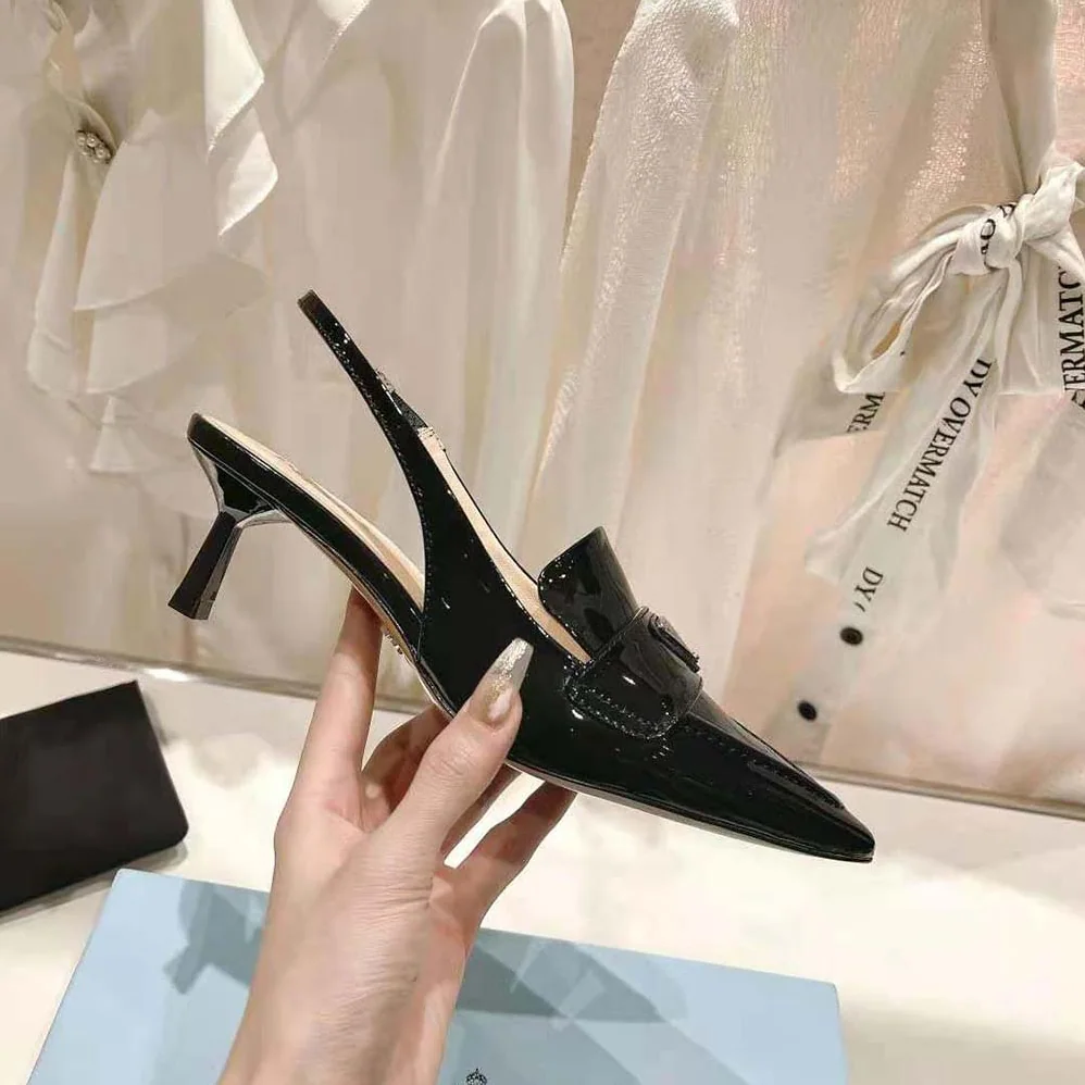 Prada Patent Leather Slingbacks for Women in Black