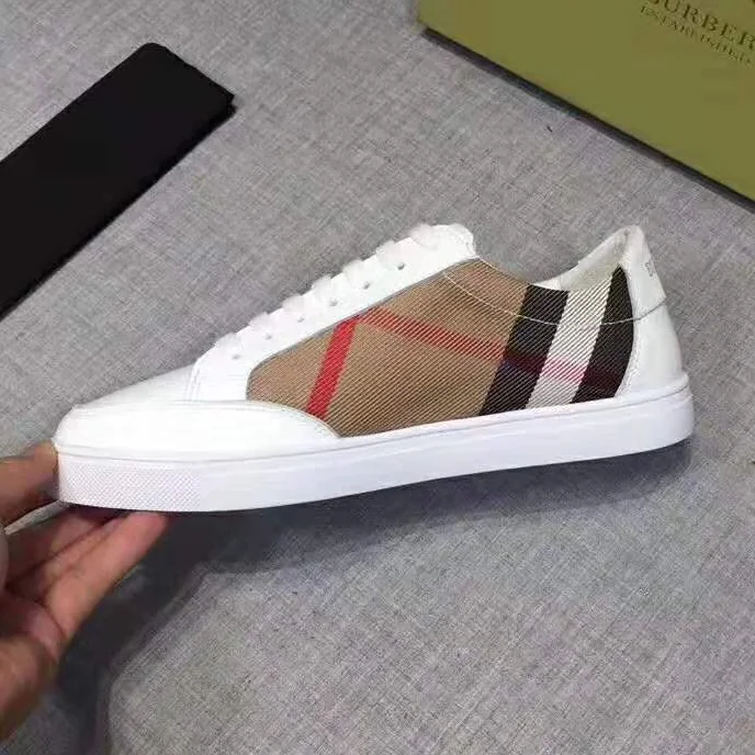 Burberry Shoes Check Detail Leather Sneakers for Women in White Burberry Shoes Check Detail Leather Sneakers for Women in White