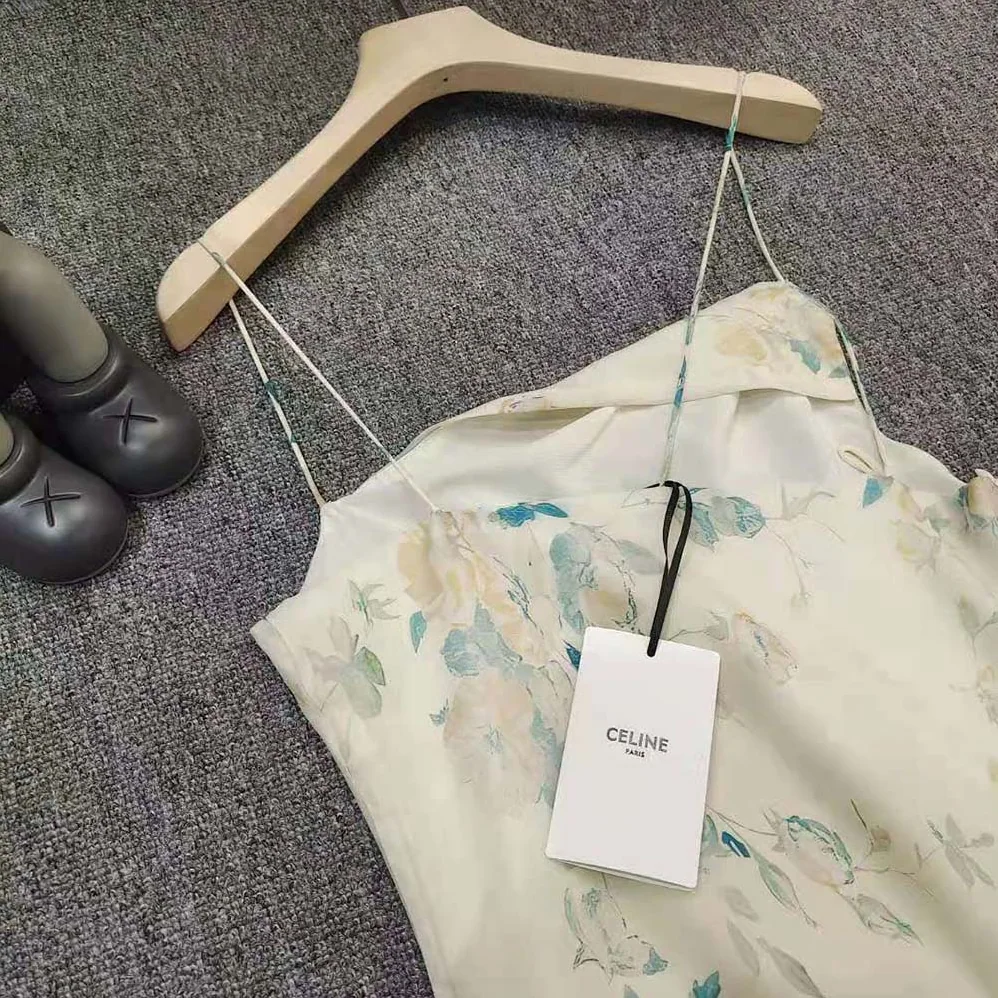 Celine Asymmetric Slip Dress in Silk Georgette for Women