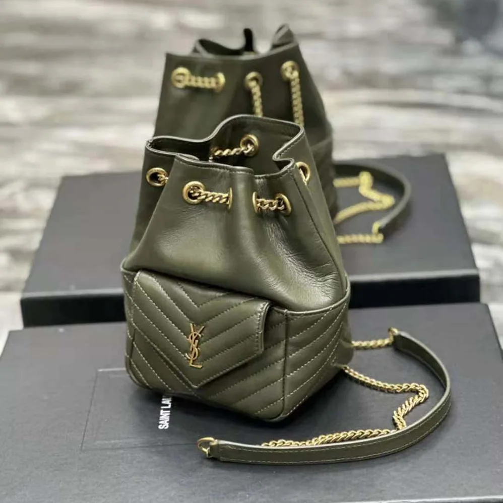 Saint Laurent YSL Joe Backpack in Lambskin for Women in Green Saint Laurent YSL Joe Backpack in Lambskin for Women in Green