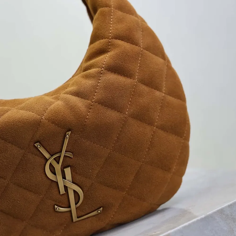 Saint Laurent YSL Icarino In Quilted Suede for Women in Brown Saint Laurent YSL Icarino In Quilted Suede for Women in Brown