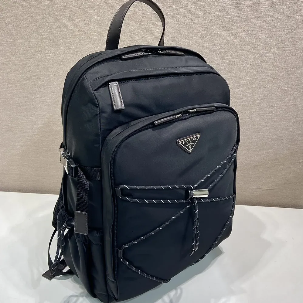 Prada Speedrock Re-Nylon And Leather Backpack for Unisex in Black
