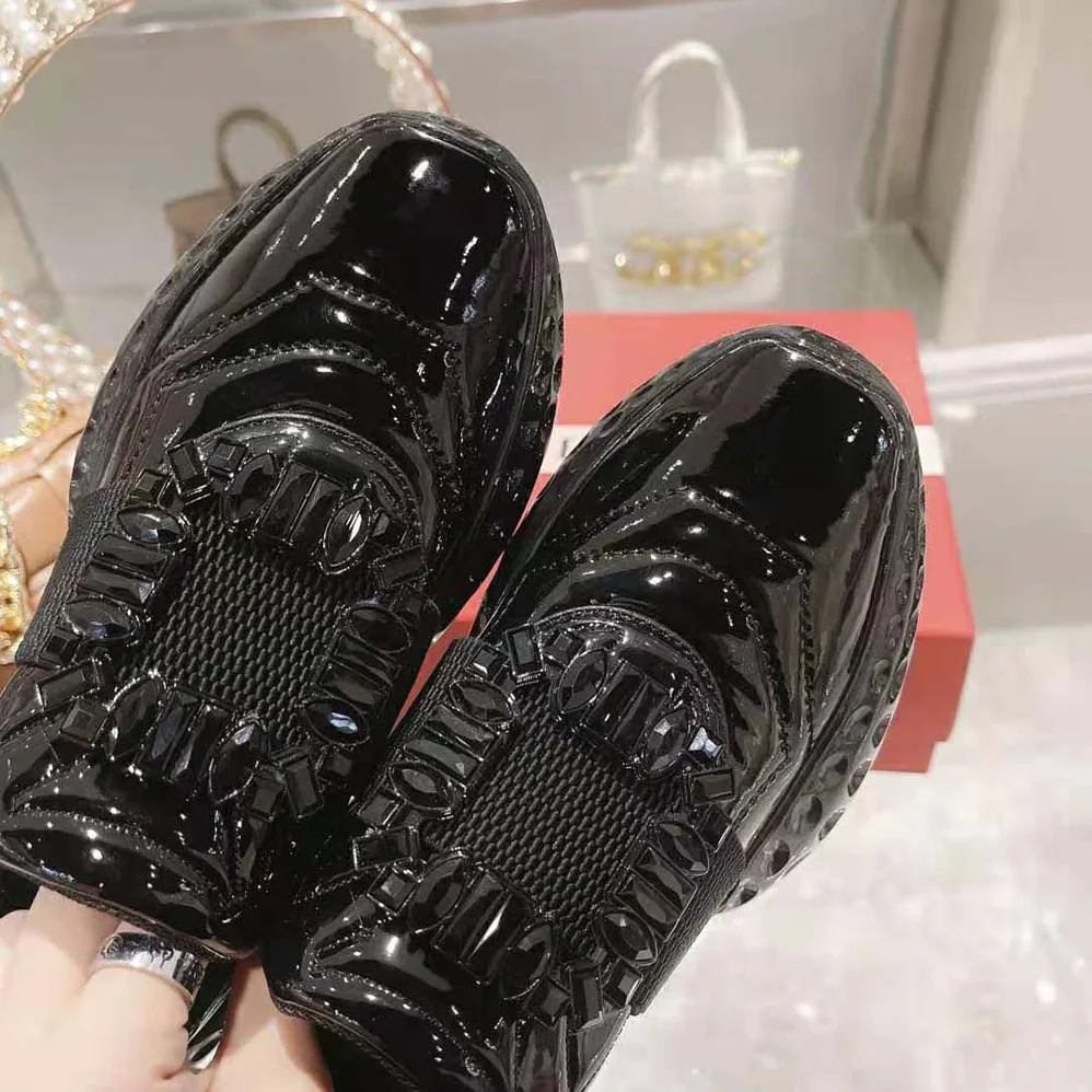 Roger Vivier Viv Run Light Strass Buckle Sneakers in Fabrics for Women in Black Roger Vivier Viv Run Light Strass Buckle Sneakers in Fabrics for Women in Black