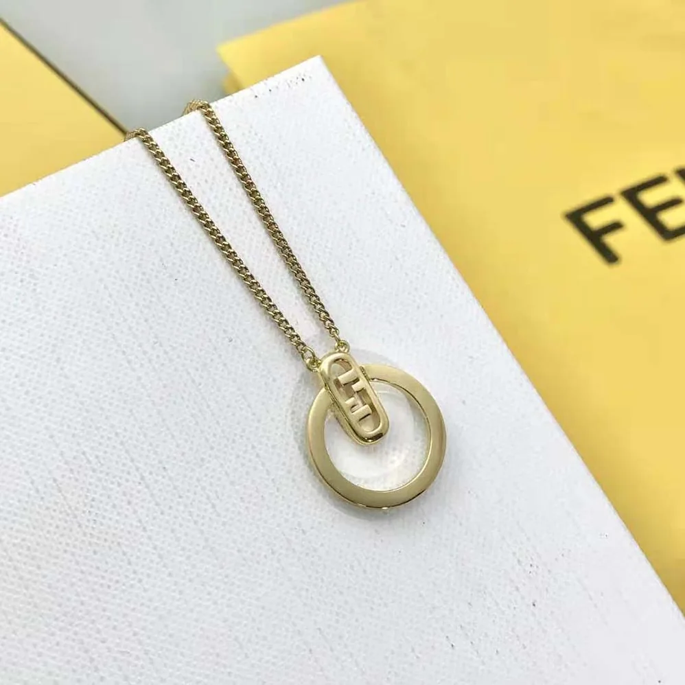 Fendi O Lock Necklace Gold for Women in Colored