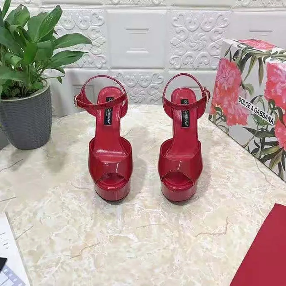 Dolce Gabbana D&G Patent Leather Wedges for Women in Red Dolce Gabbana D&G Patent Leather Wedges for Women in Red