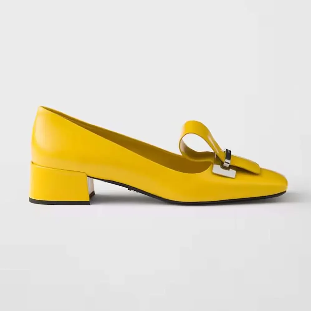 Prada Brushed Leather Pumps for Women in Yellow