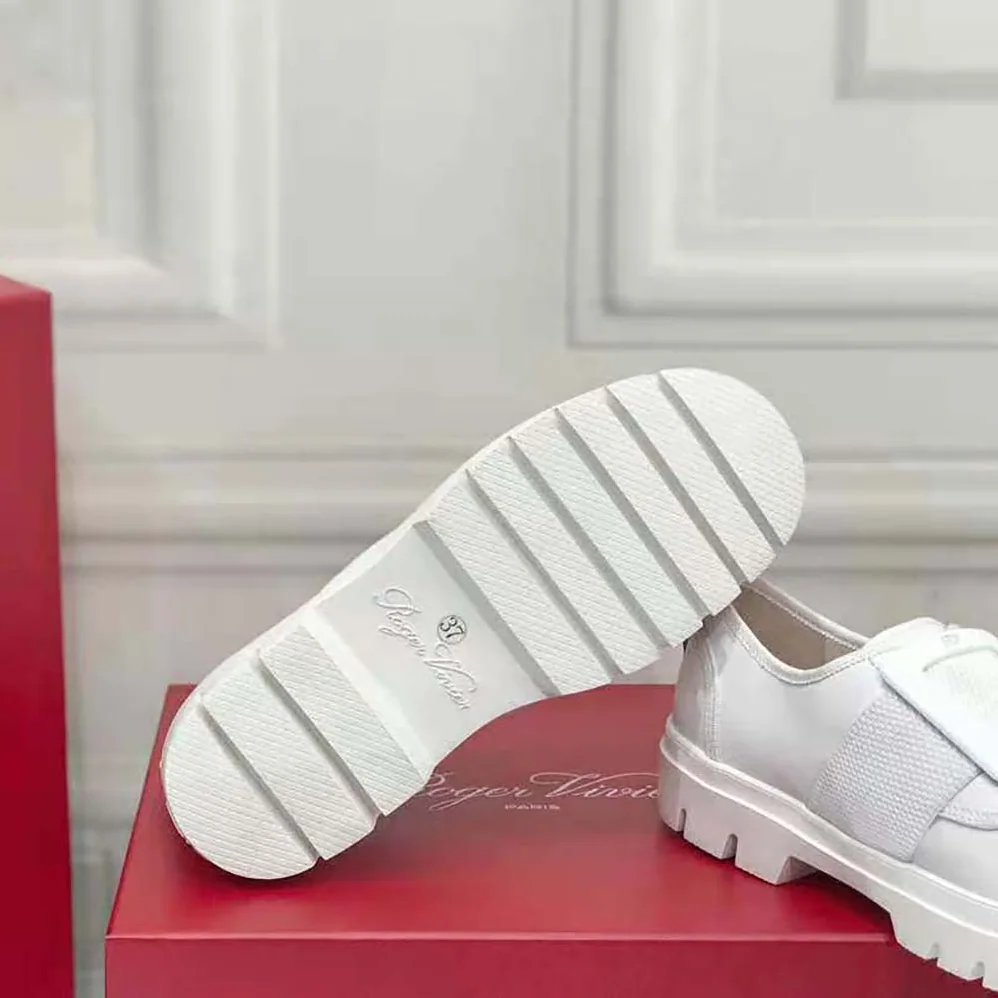 Roger Vivier Walky Viv' Lacquered Buckle Sneakers in Patent Leather for Women in White Roger Vivier Walky Viv' Lacquered Buckle Sneakers in Patent Leather for Women in White