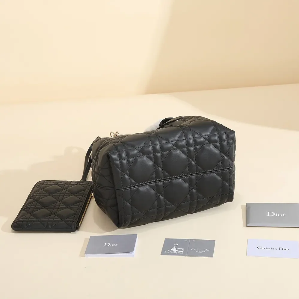 Dior Small Dior Toujours Bag Black Macrocannage Calfskin for Women