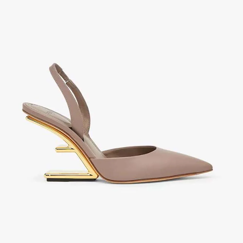 Fendi Fendi First Dove Gray Leather High for Women in Heeled Slingbacks
