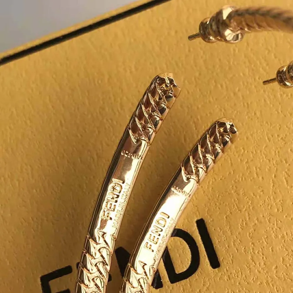Fendi Baguette Large Earrings Gold for Women in Color Earrings