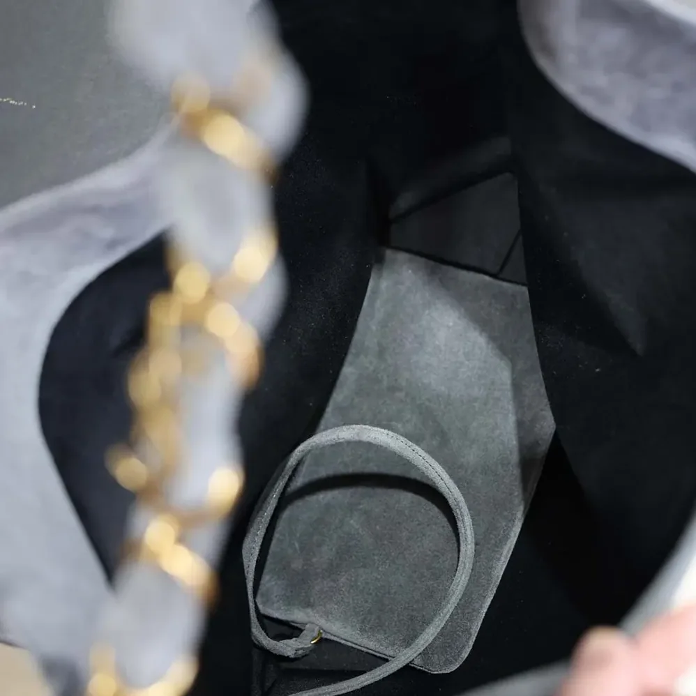 Saint Laurent YSL Amalia In Suede for Women in Gray Saint Laurent YSL Amalia In Suede for Women in Gray
