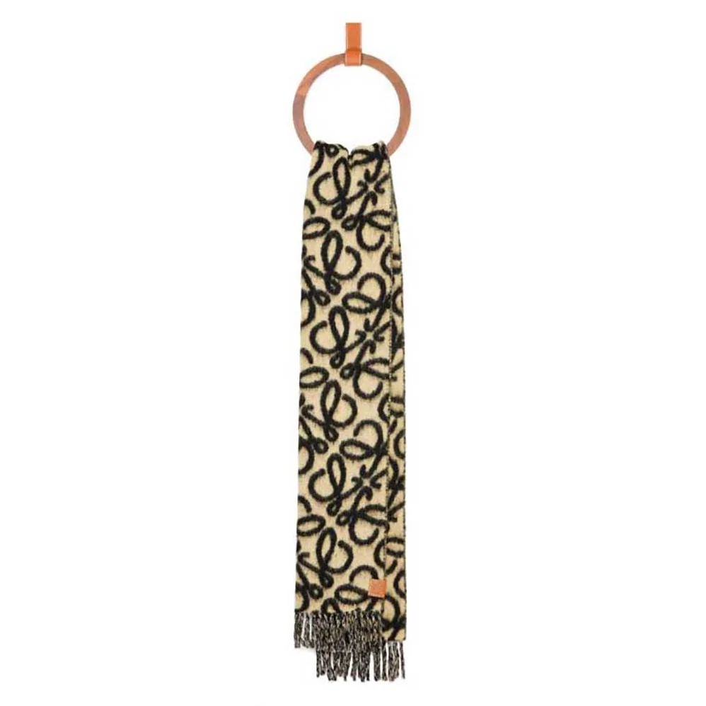Loewe Anagram Scarf in Alpaca and Wool for Unisex in Black Loewe Anagram Scarf in Alpaca and Wool for Unisex in Black