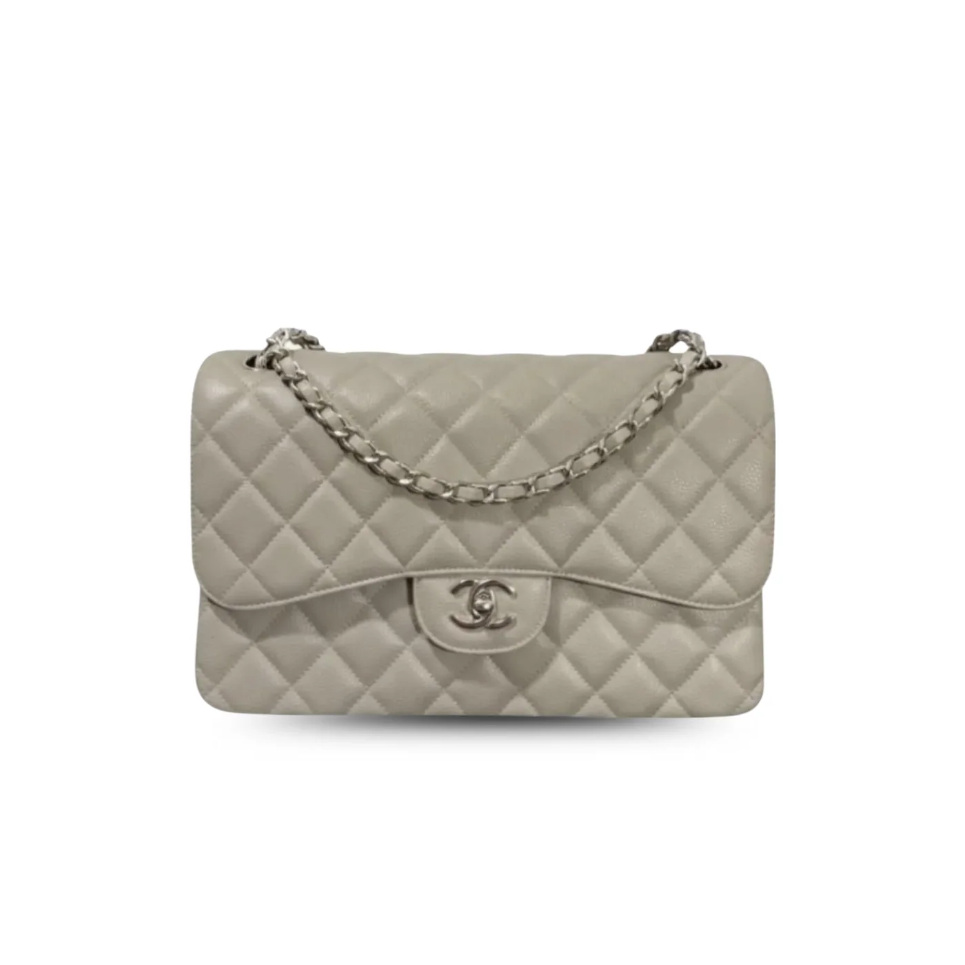 Chanel Classic Large Crossbody Bag in Grey Silver Hardware