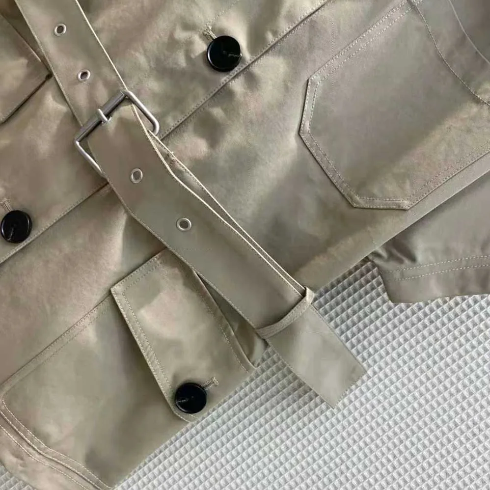 Dior Short-Sleeved Belted Jacket Beige Cotton Gabardine for Women