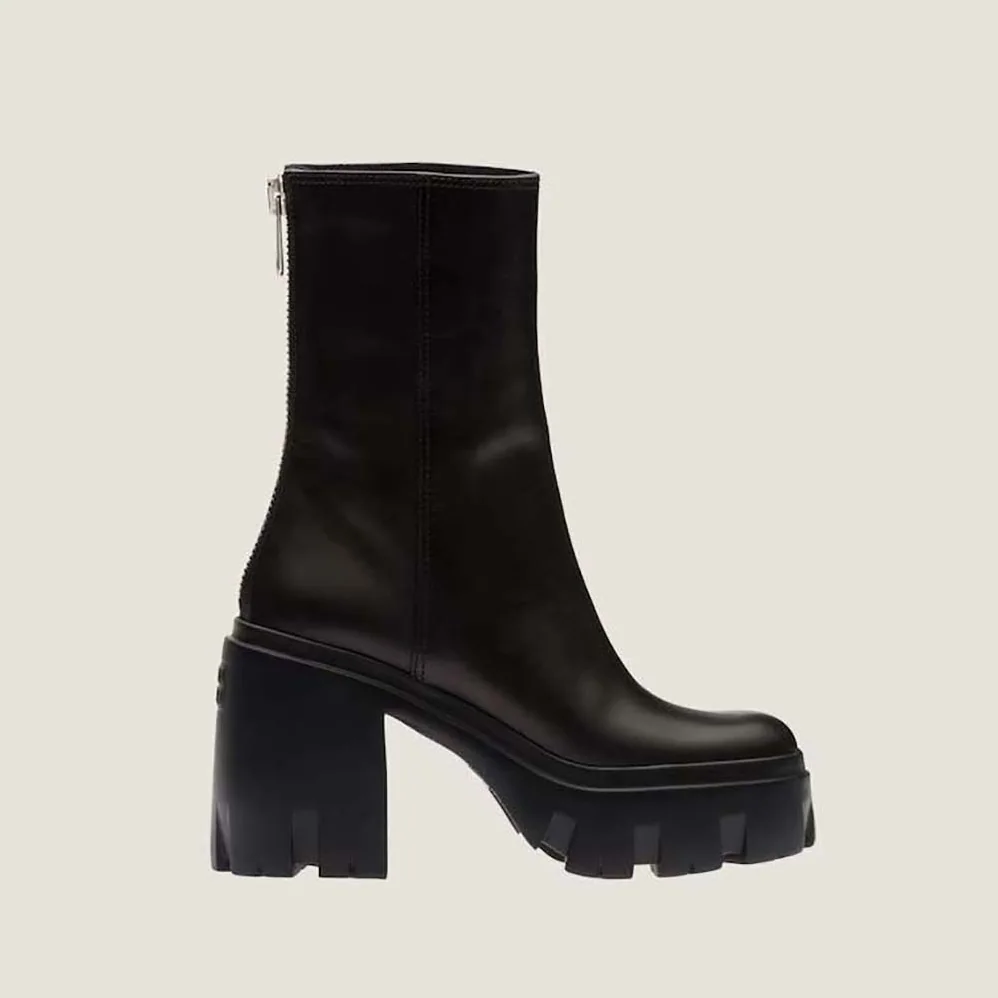 Miu Miu Leather Booties with EVA Sole with Logo for Women