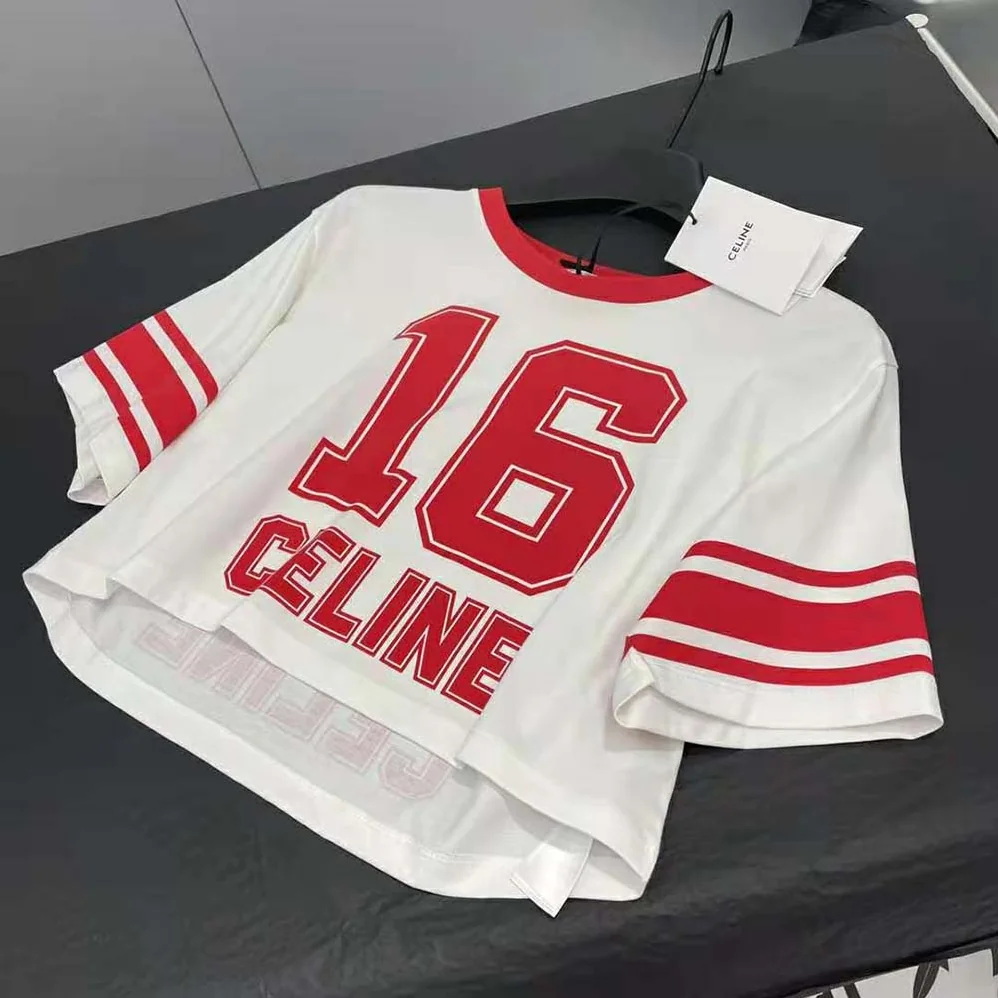 Celine 16 Cropped T for Women in shirt in Cotton Jersey Celine 16 Cropped T for Women in shirt in Cotton Jersey