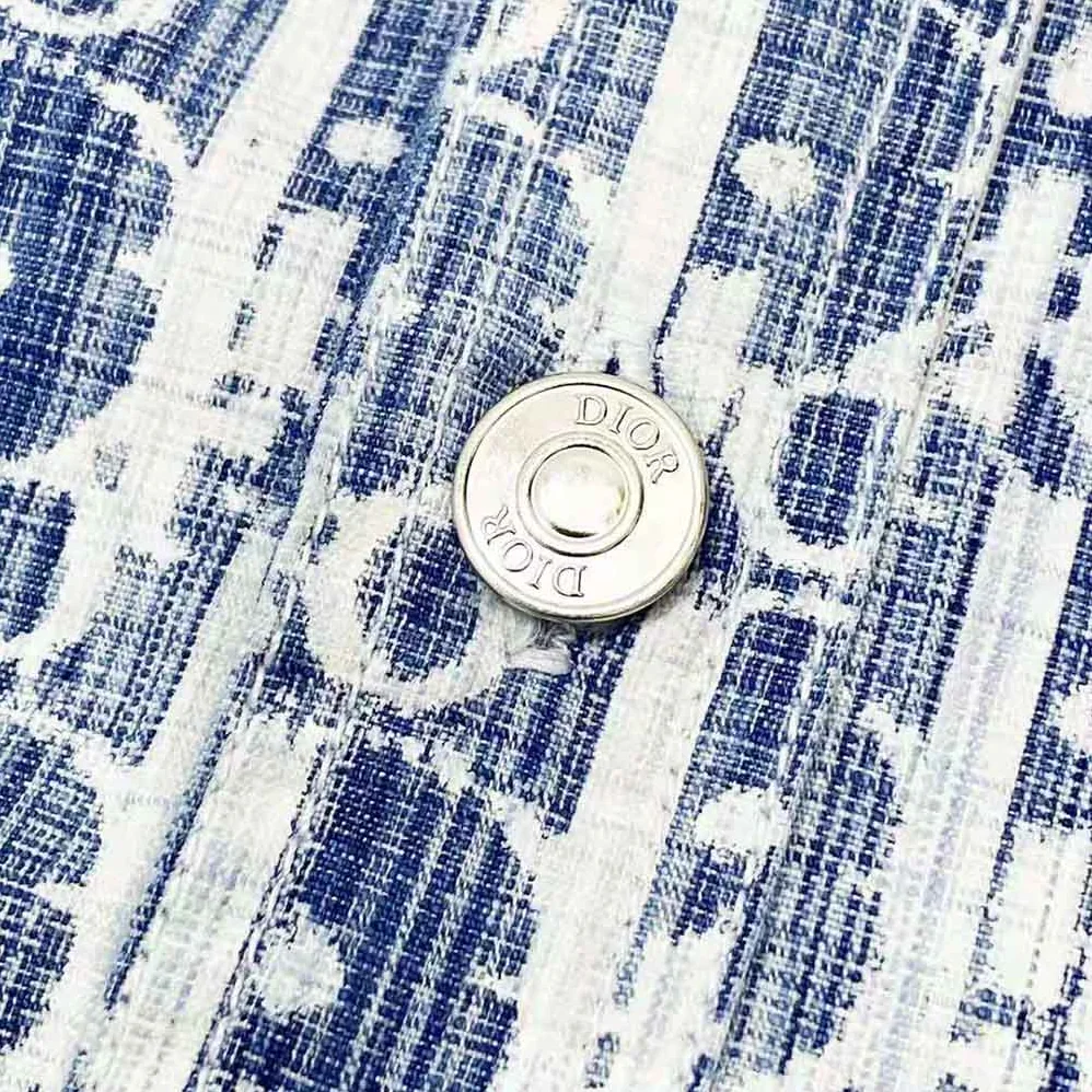Dior Dior Oblique Overshirt Blue and White Cotton Denim for Men