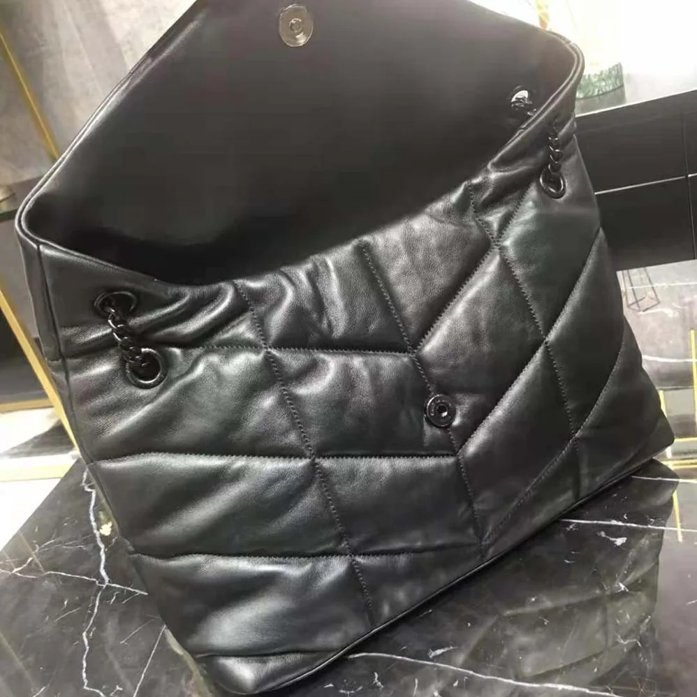 Saint Laurent YSL Puffer Medium Chain Bag in Quilted Lambskin for Women in Black