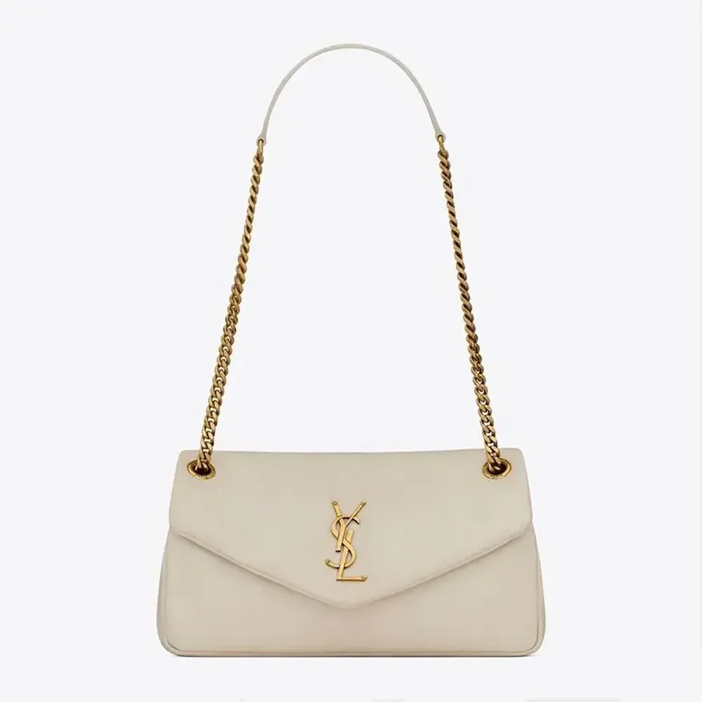 Saint Laurent YSL Calypso in Plunged Lambskin for Women in White