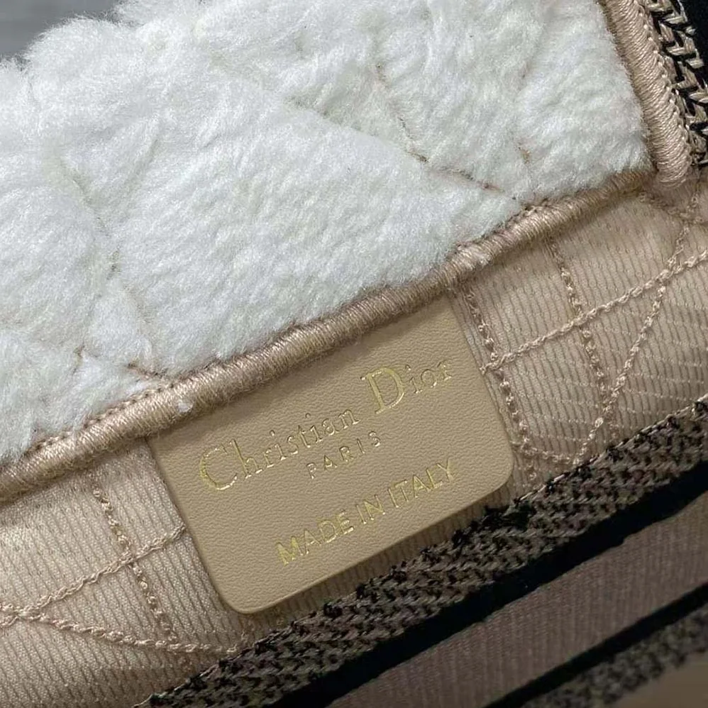 Dior Medium Dior Book Tote Ice Cannage Shearling for Women