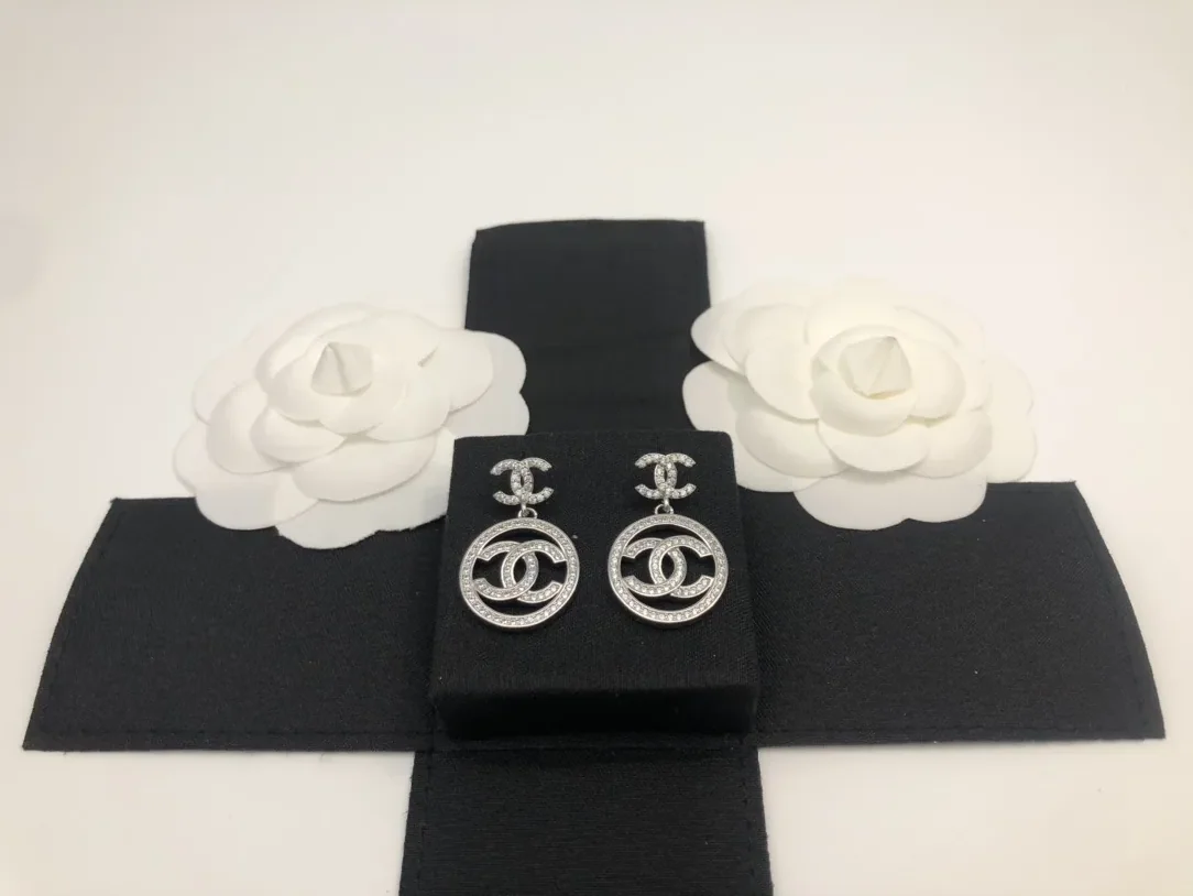 Chanel Round Double C Earrings Silver Chanel Round Double C Earrings Silver