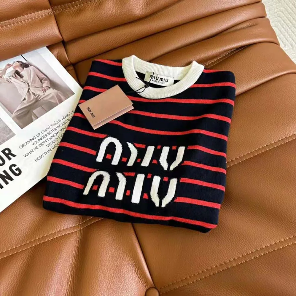 Miu Miu Wool Crew-Neck Sweater for Women in Black