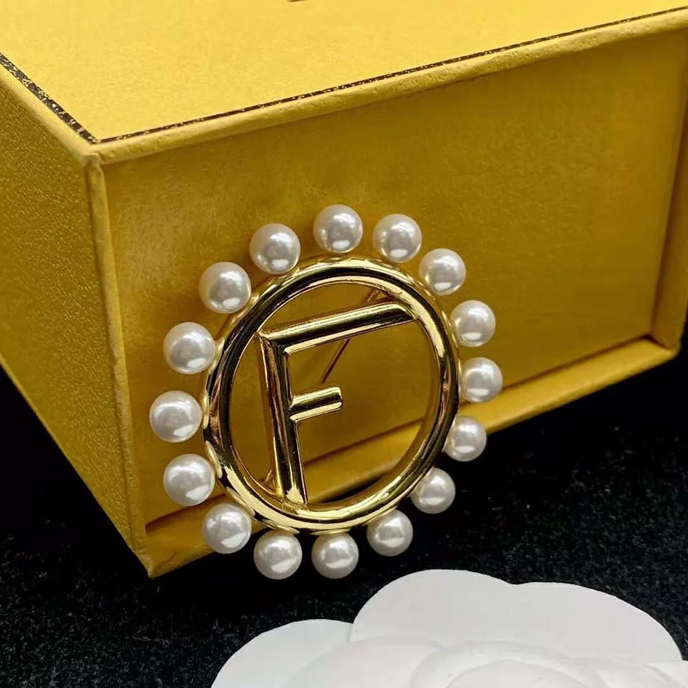 Fendi F Is Fendi Brooch Gold Colored Brooch for Women Fendi F Is Fendi Brooch Gold Colored Brooch for Women