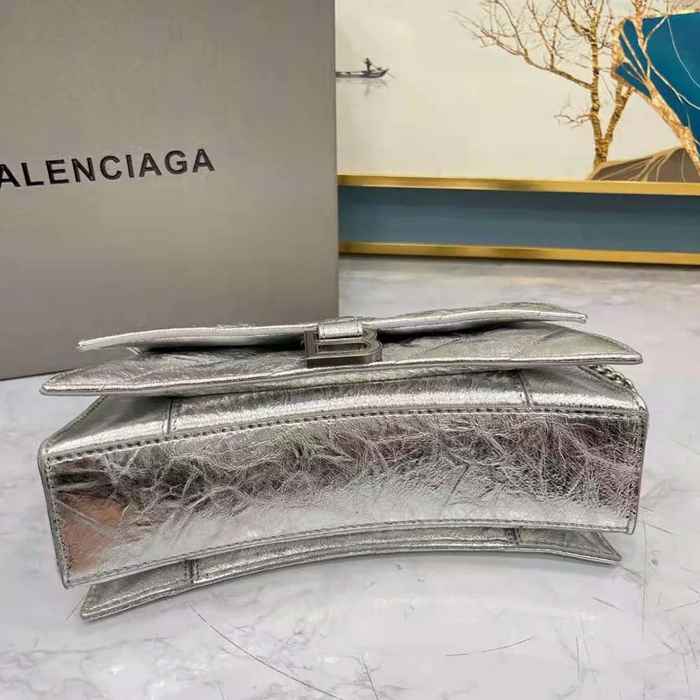 Balenciaga Crush Small Chain Bag Metallized Quilted in Silver for Women Balenciaga Crush Small Chain Bag Metallized Quilted in Silver for Women