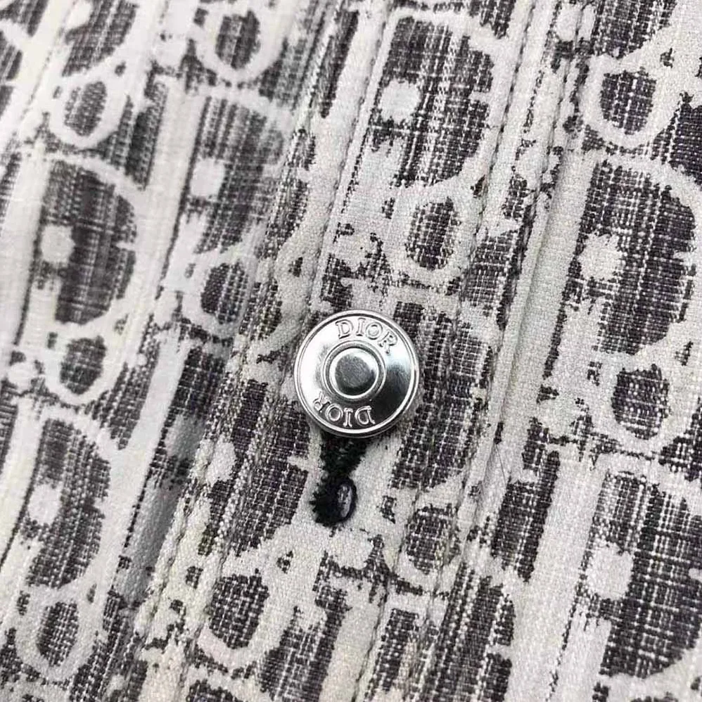 Dior Dior Oblique Overshirt Black and White Cotton Denim for Men