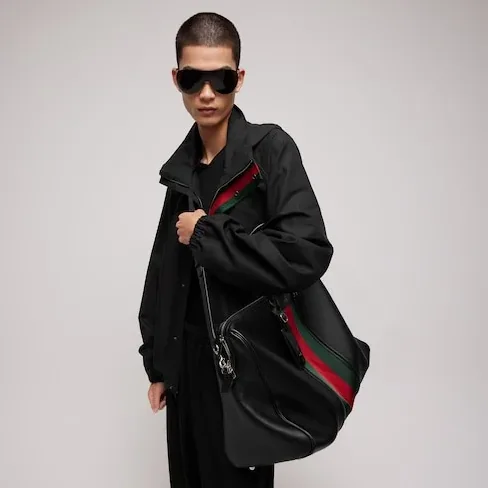 Gucci Mega Web Trademark Large Duffle Bag in Black Palladium Hardware Gucci Mega Web Trademark Large Duffle Bag in Black Palladium Hardware