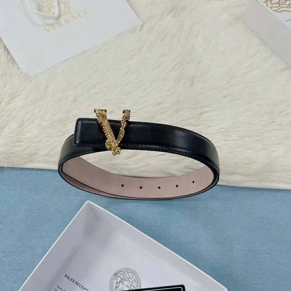 Versace Virtus Thin Waist belt in Calf Leather for Women in Black Versace Virtus Thin Waist belt in Calf Leather for Women in Black
