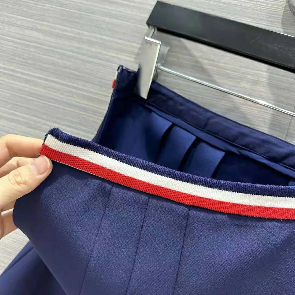 Celine Pleated Mini Skirt in Cotton Gabardine for Women in Navy Celine Pleated Mini Skirt in Cotton Gabardine for Women in Navy