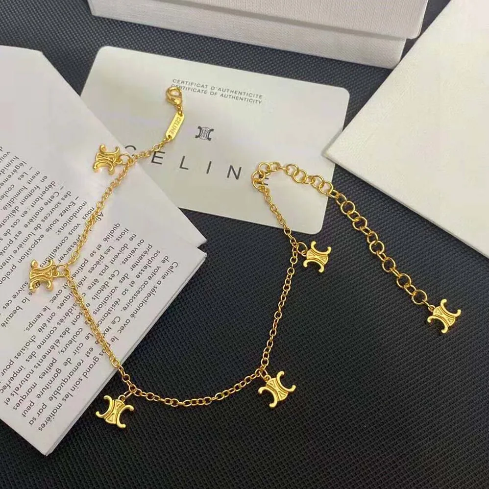 Celine Triomphe Mini Triomphe Bracelet in Brass with Gold Finish for Women