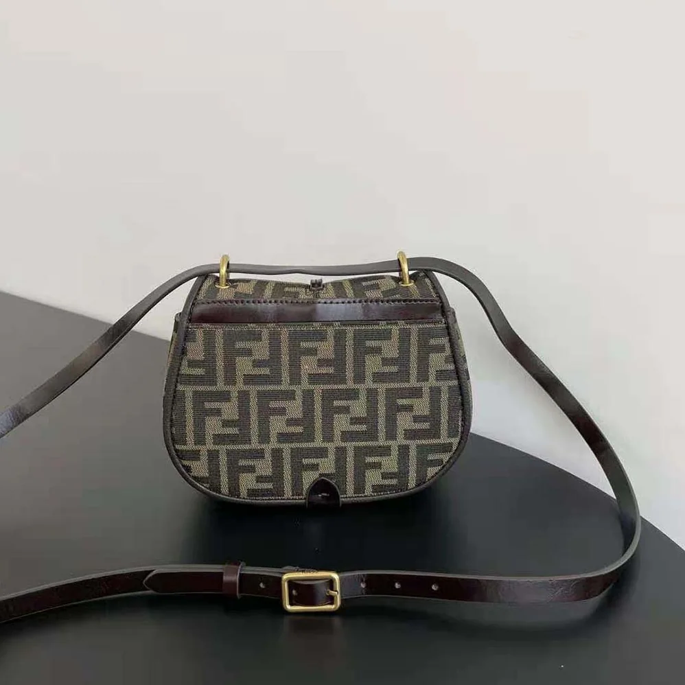 Fendi C'mon Small Brown FF Jacquard Fabric Bag for Women Fendi C'mon Small Brown FF Jacquard Fabric Bag for Women