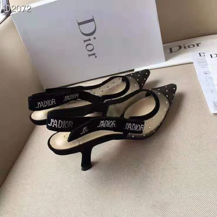 Dior J'adior Slingback Gold-Tone Dotted Swiss 6.5 cm Heel for Women in Black Dior J'adior Slingback Gold-Tone Dotted Swiss 6.5 cm Heel for Women in Black