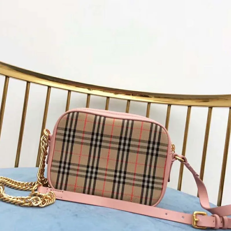 Burberry The 1983 Check Link Camera Bag for Women in Pink Burberry The 1983 Check Link Camera Bag for Women in Pink