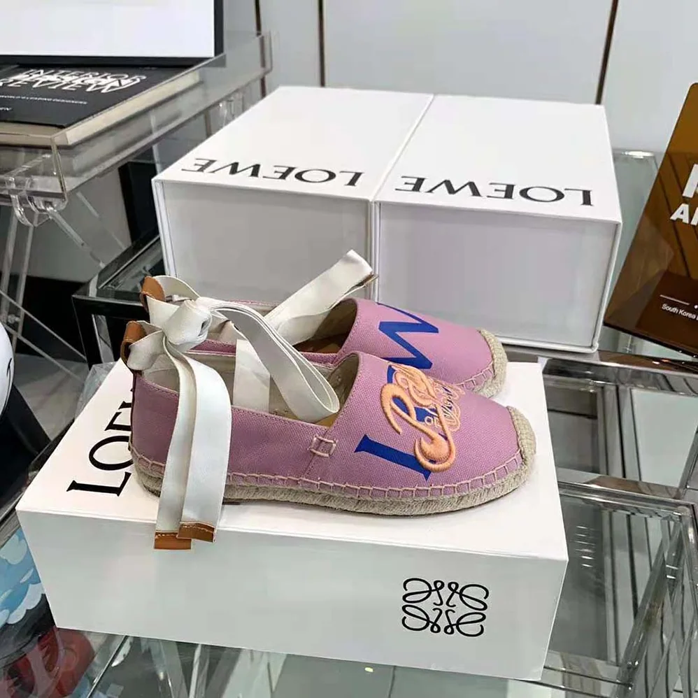 Loewe Paulas Ibiza Espadrille in Canvas for Women in Pink Loewe Paulas Ibiza Espadrille in Canvas for Women in Pink