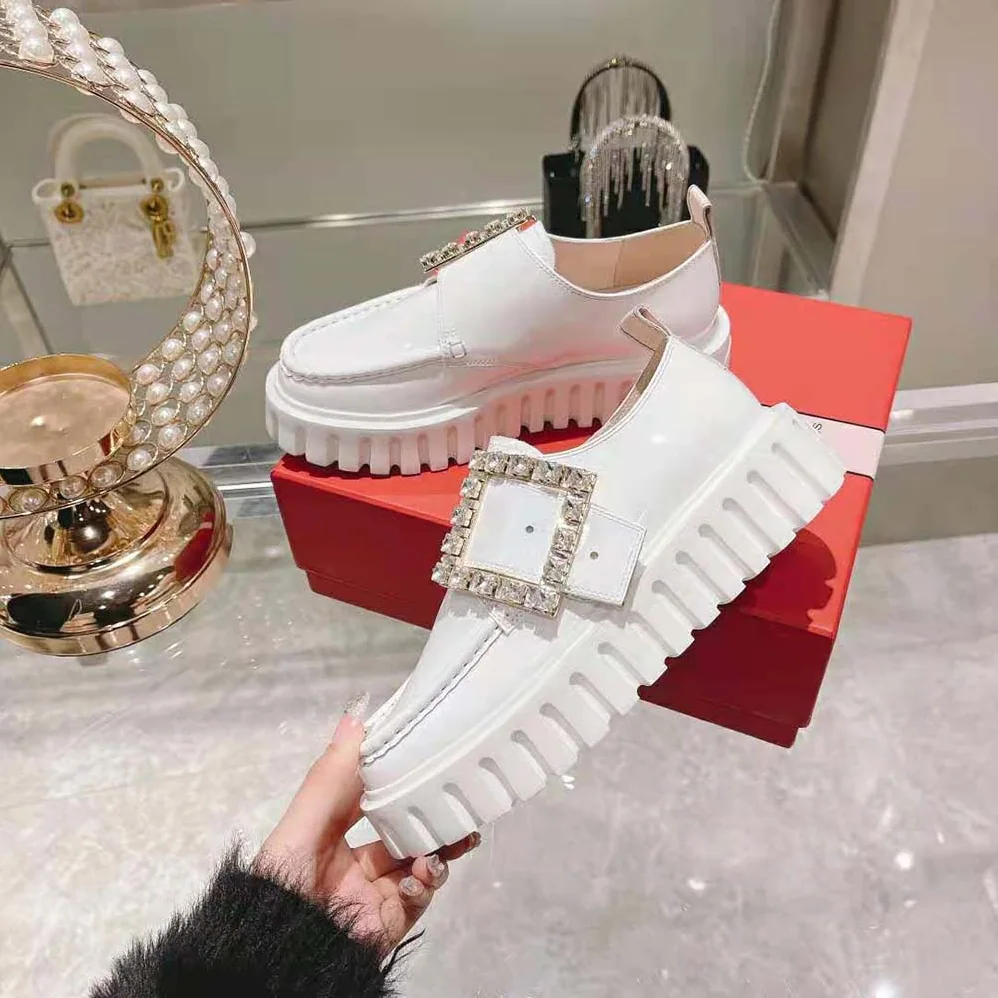 Roger Vivier Viv' Go-Thick Strass Buckle Loafers in Patent Leather for Women Roger Vivier Viv' Go-Thick Strass Buckle Loafers in Patent Leather for Women