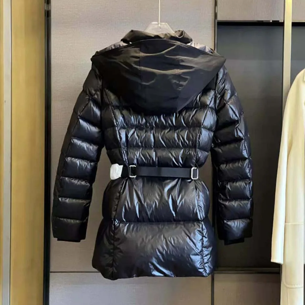 Burberry Contrast Hood Nylon Belted Puffer Jacket for Women