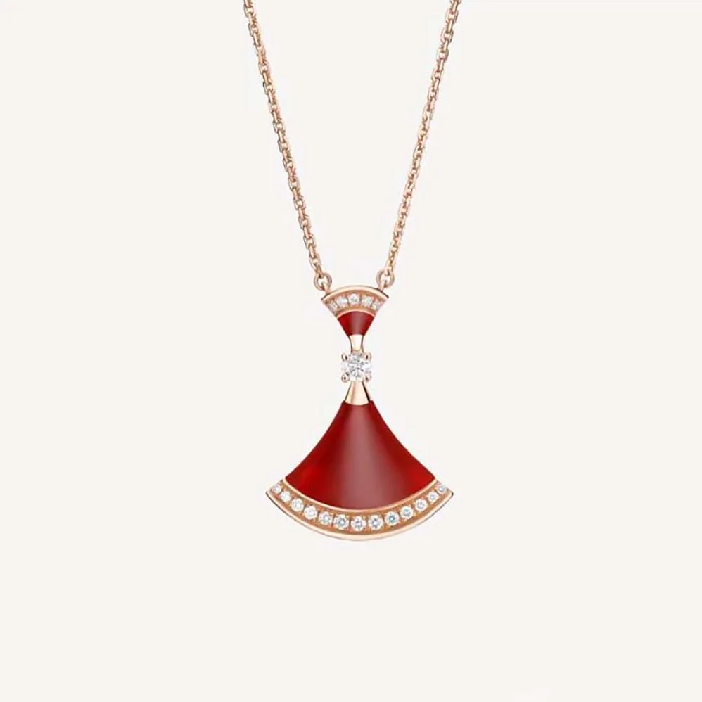 Bvlgari DIVAS' DREAM Necklace in 18 KT Rose Gold with Pendant Set for Women in Red