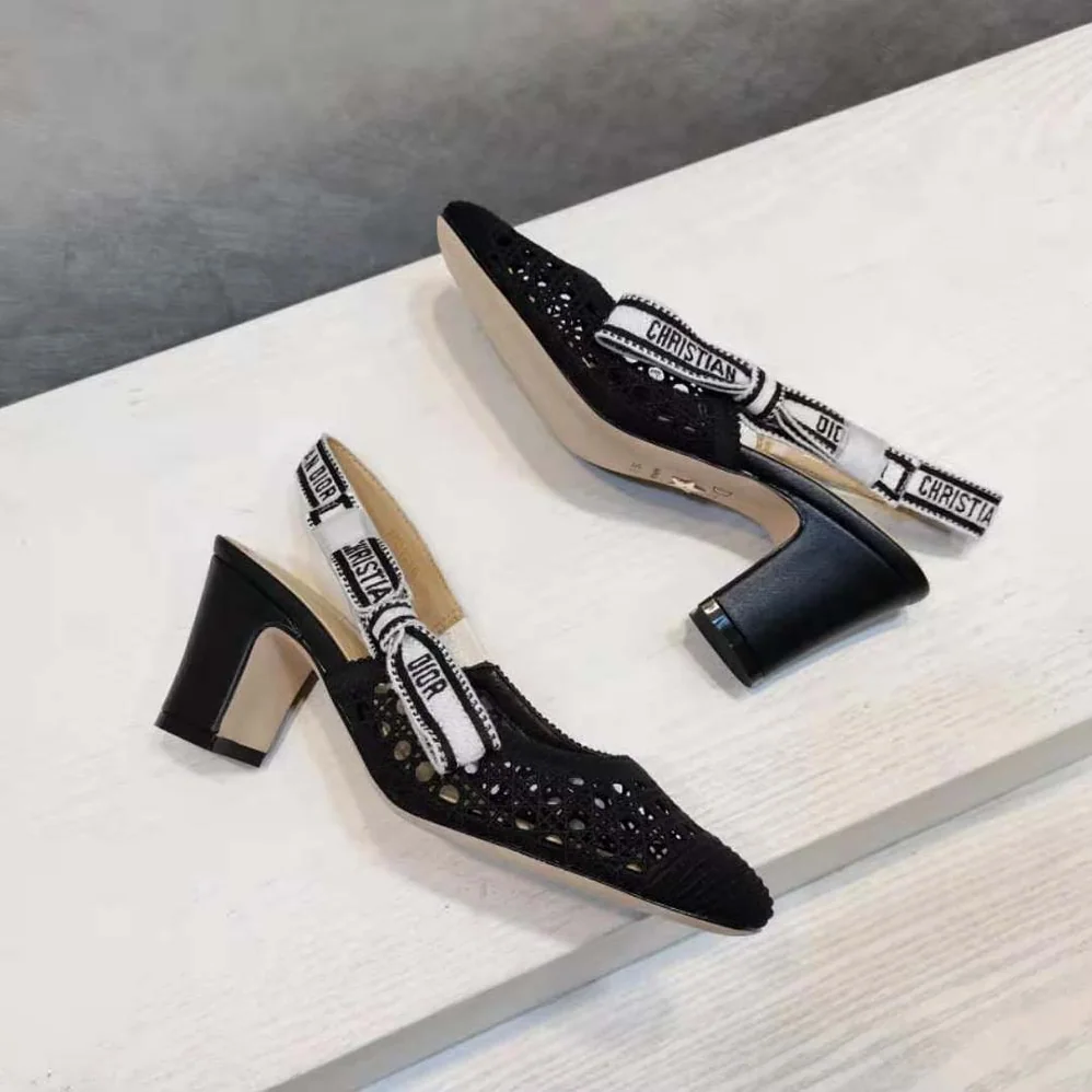 Dior Dior and Moi Slingback Pump Black Cannage Embroidered Mesh for Women Dior Dior and Moi Slingback Pump Black Cannage Embroidered Mesh for Women