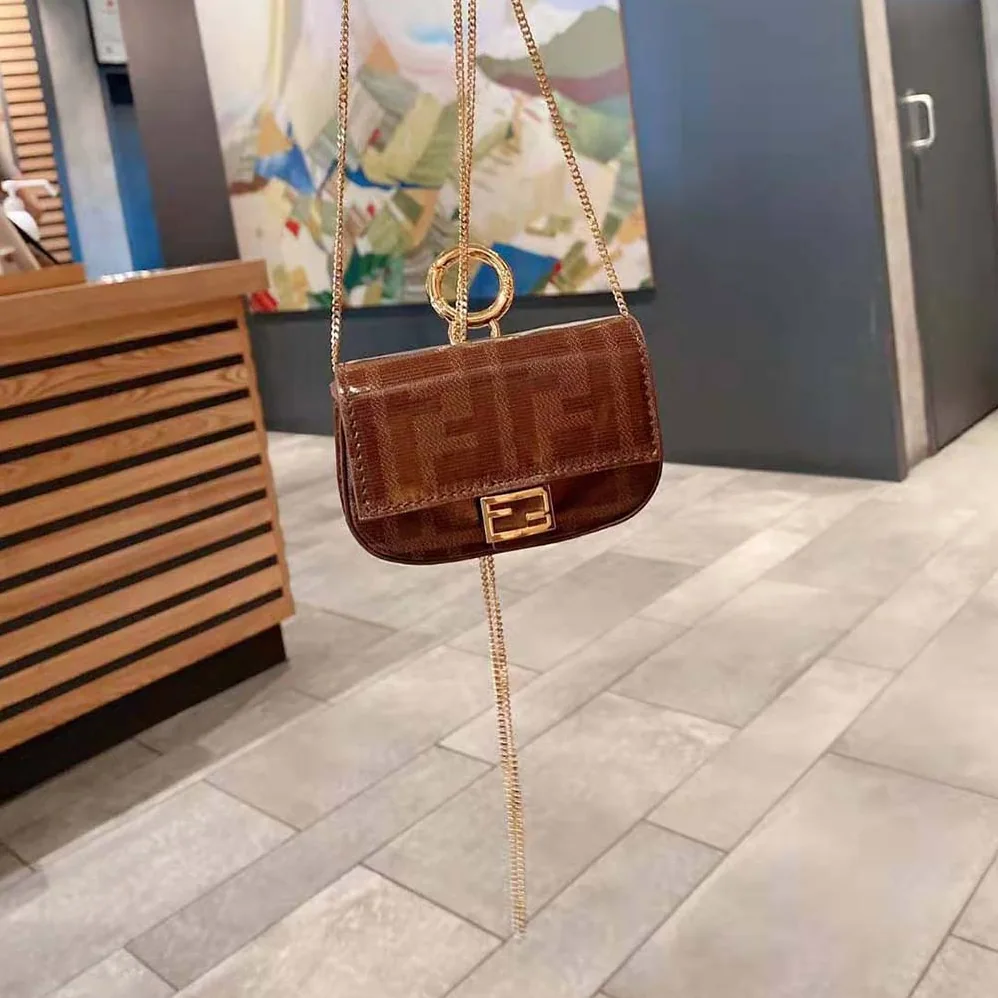 Fendi Nano Baguette Charm Fabric Charm for Women in Brown