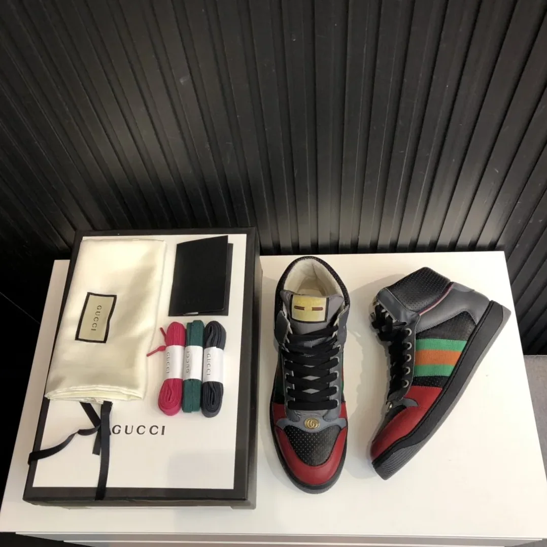Gucci Screener Distressed High for Men in Top Sneakers Black