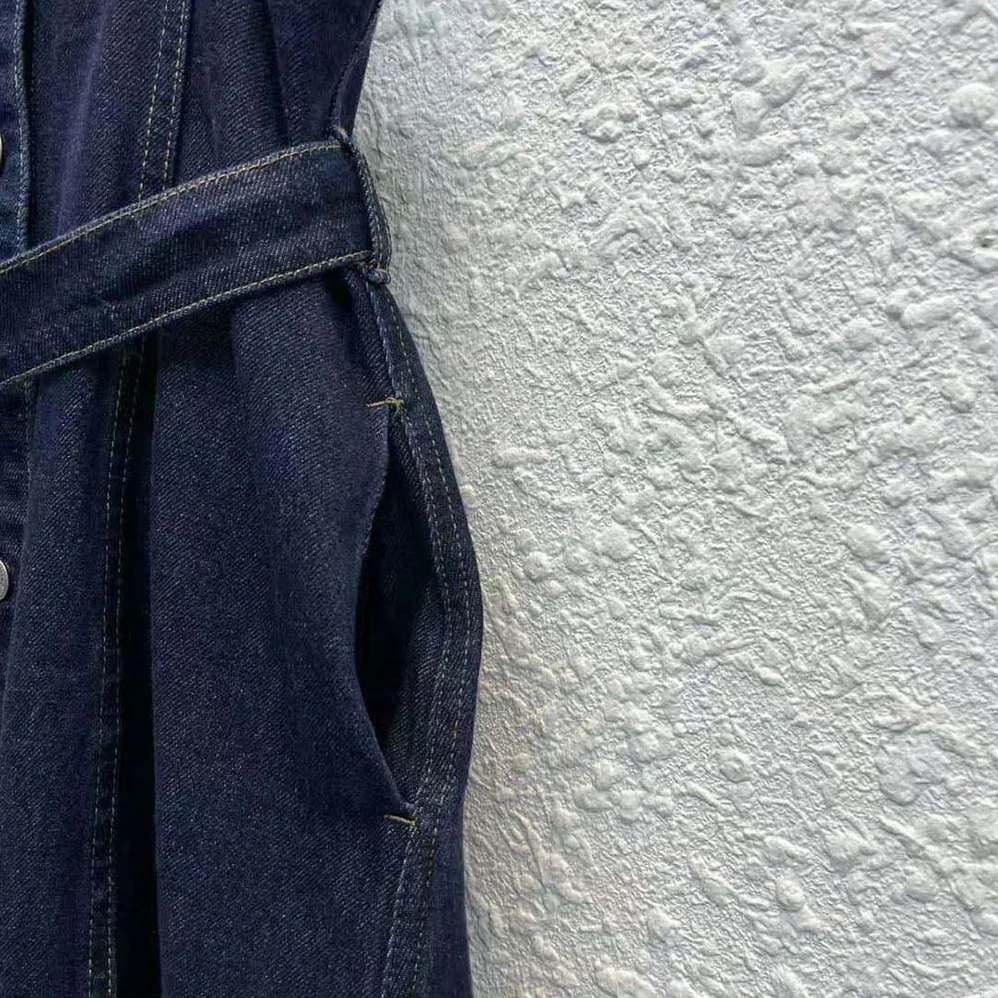 Dior Couture Denim Mid-Length Skirt with Straps Deep Blue Cotton Denim for Women Dior Couture Denim Mid-Length Skirt with Straps Deep Blue Cotton Denim for Women