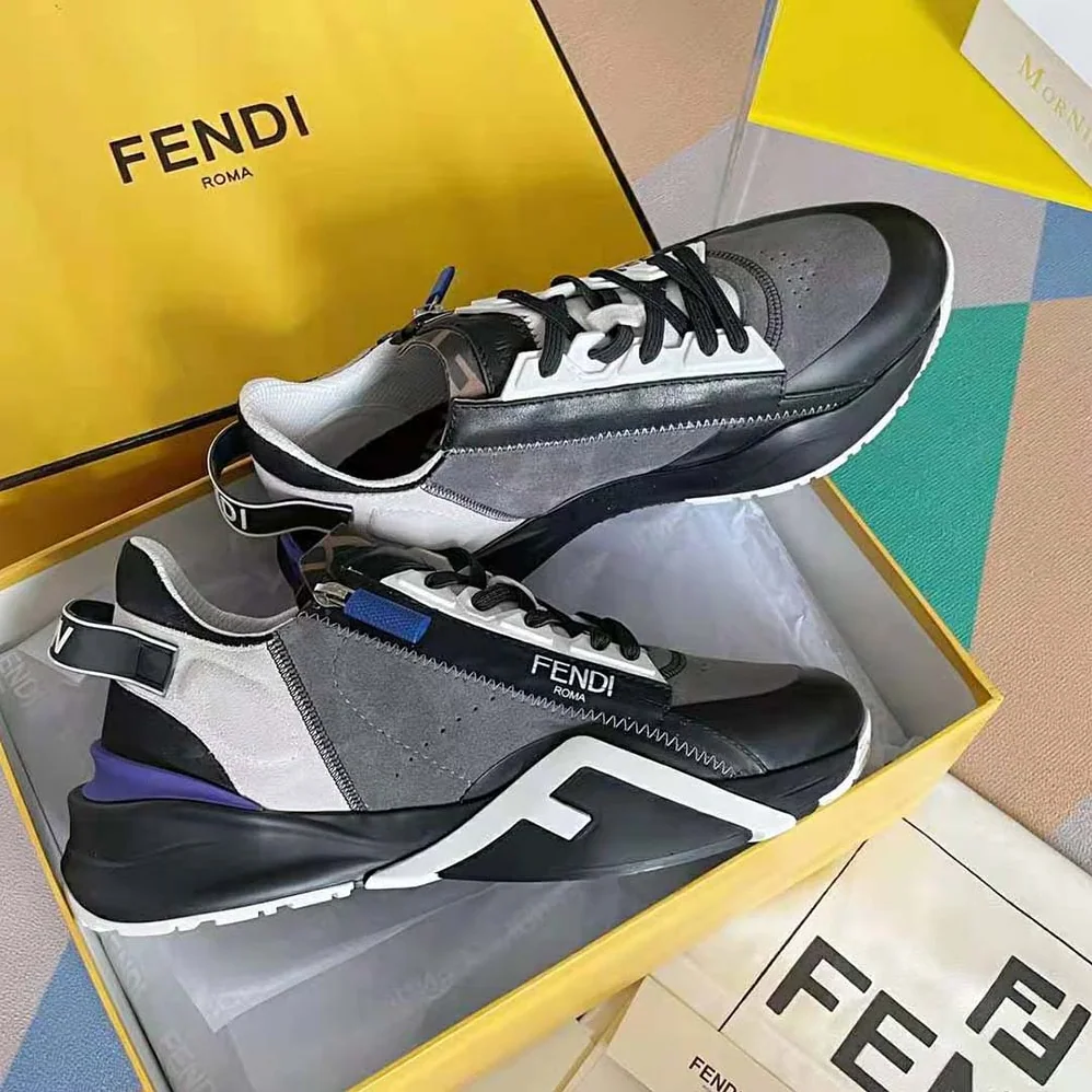 Fendi Flow Suede Low-Tops for Men in Navy